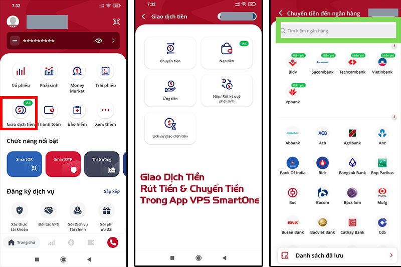 Giao Dịch Tiền Rút Tiền Chuyển Tiền Trong App VPS SmartOne Giao Dịch Tiền Rút Tiền Chuyển Tiền Trong App VPS SmartOne
